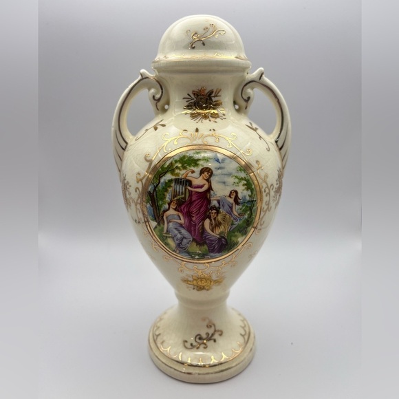 Vintage Japanese Hand painted Floral Porcelain Urn Vase - Picture 10 of 10